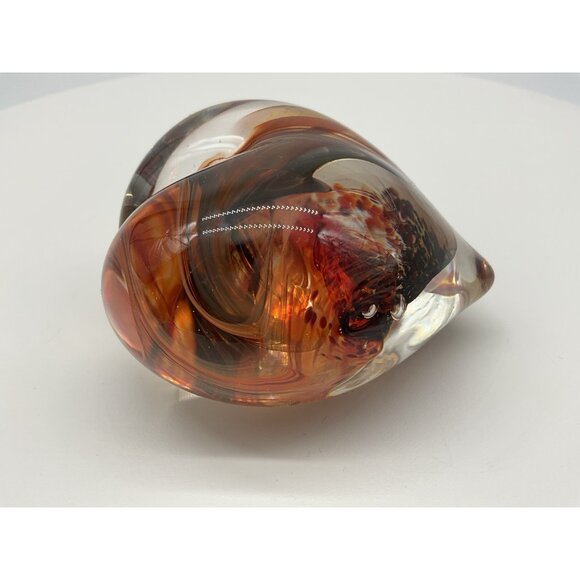 Heart Art Glass Gorgeous Red and Black Paperweight Quality Glass Polished Bottom - Picture 11 of 16